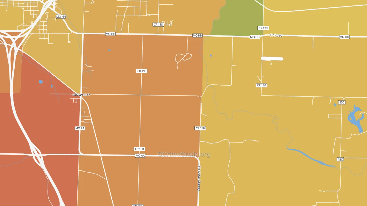 Prosperity, MO Map of Burglary Rates