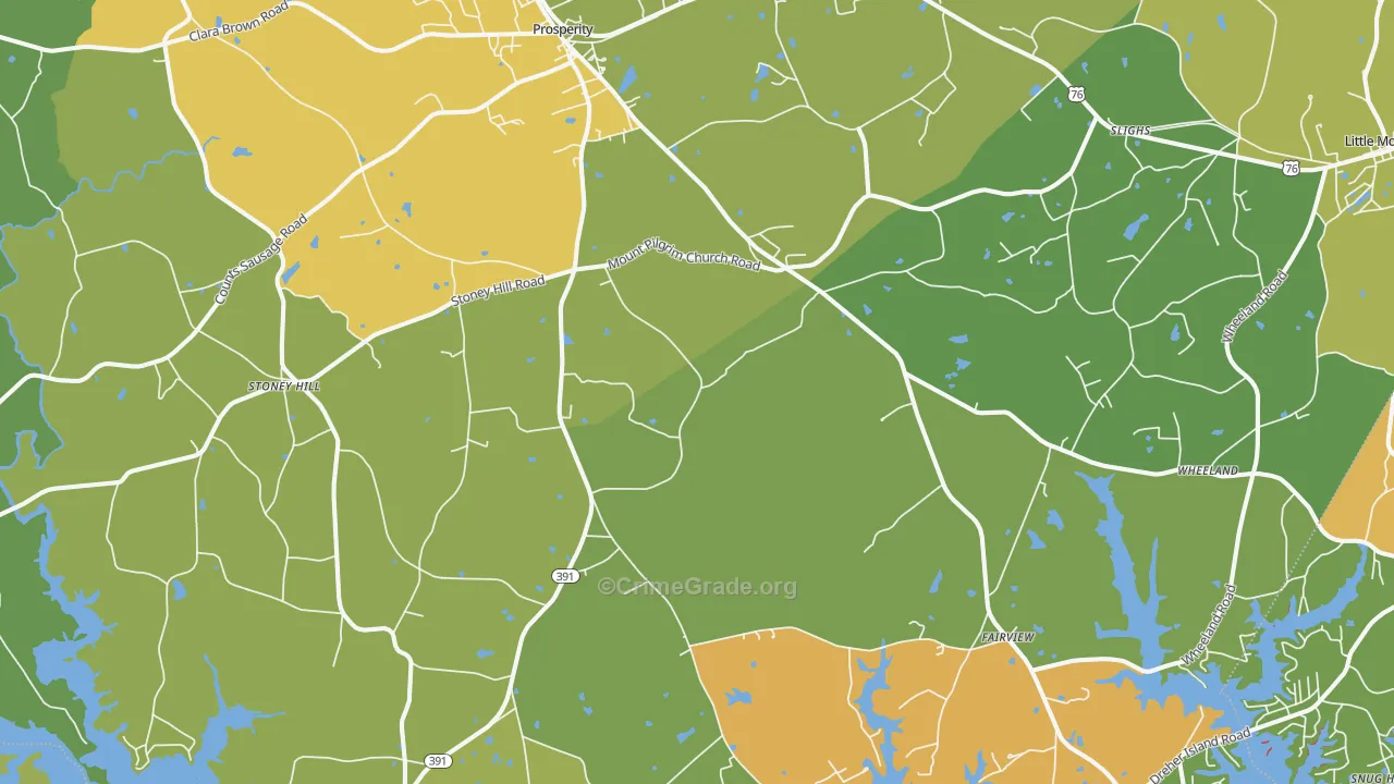 Prosperity, SC Map of Burglary Rates