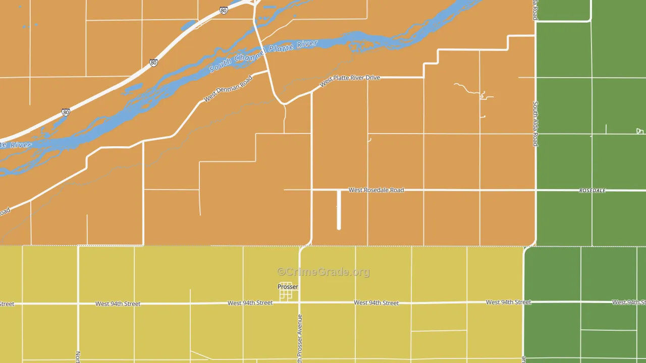 Prosser, NE Map of Burglary Rates