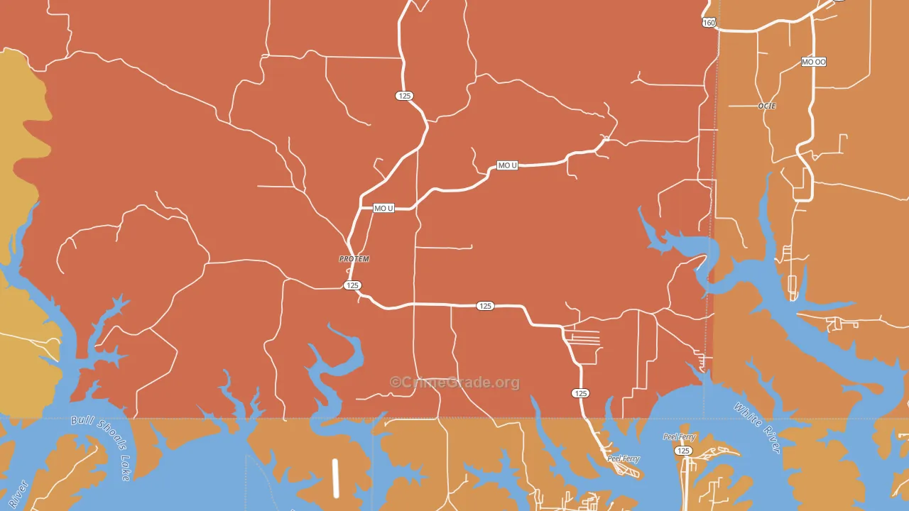 Protem, MO Map of Burglary Rates