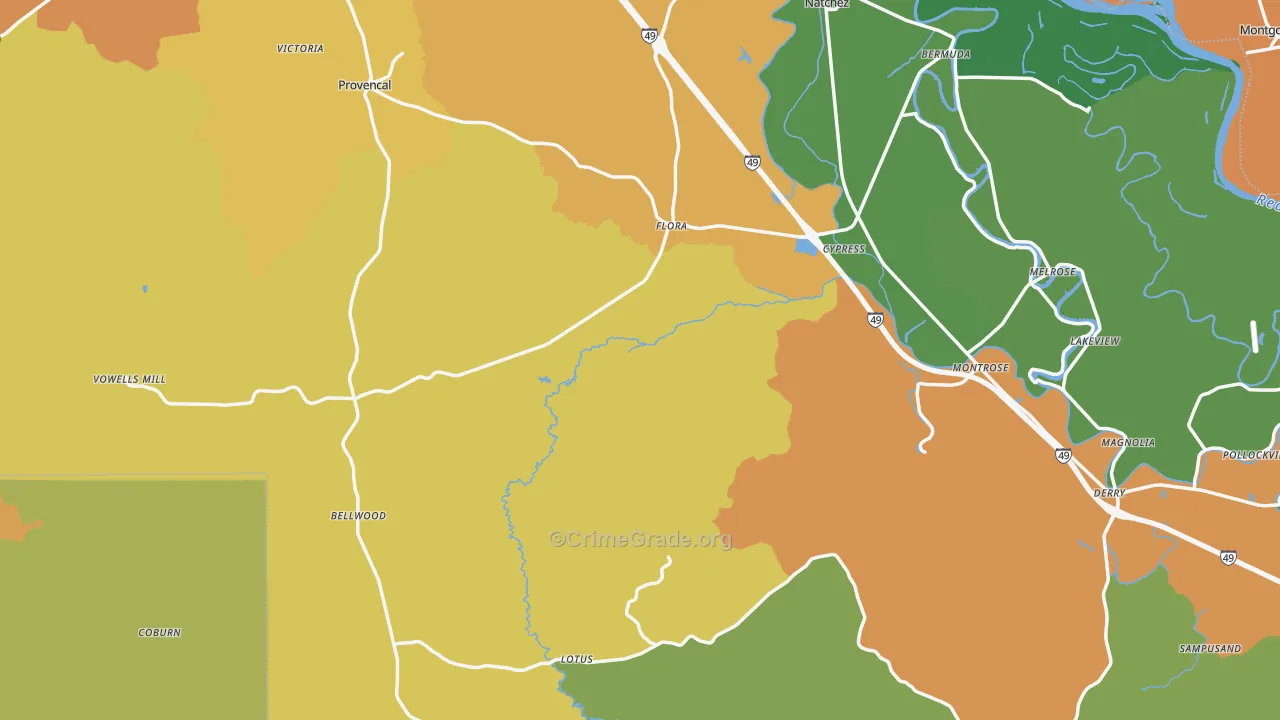Provencal, LA Map of Burglary Rates
