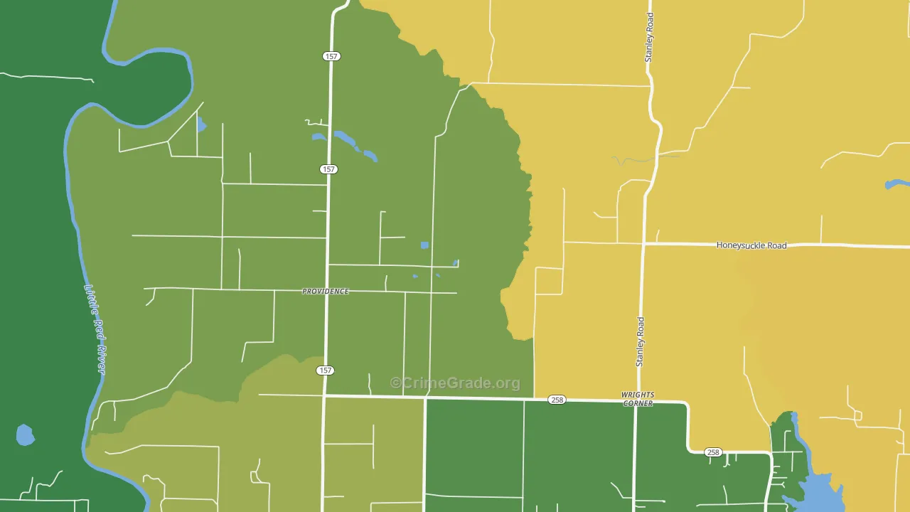 Providence, AR Map of Burglary Rates