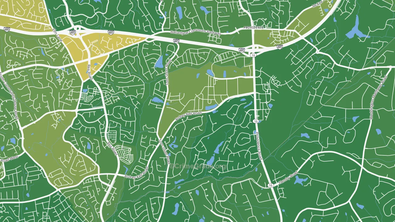 Providence Crossing, Charlotte, NC Map of Burglary Rates