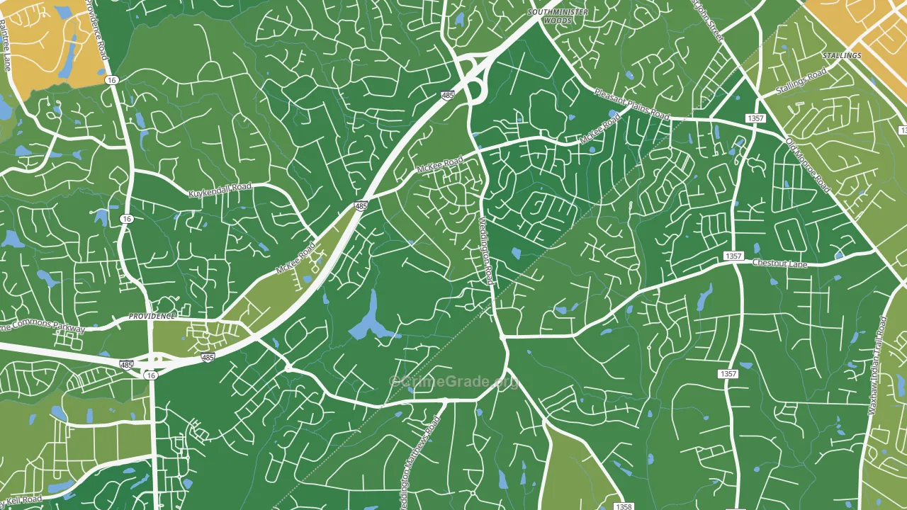 Providence Estates East, Matthews, NC Map of Burglary Rates