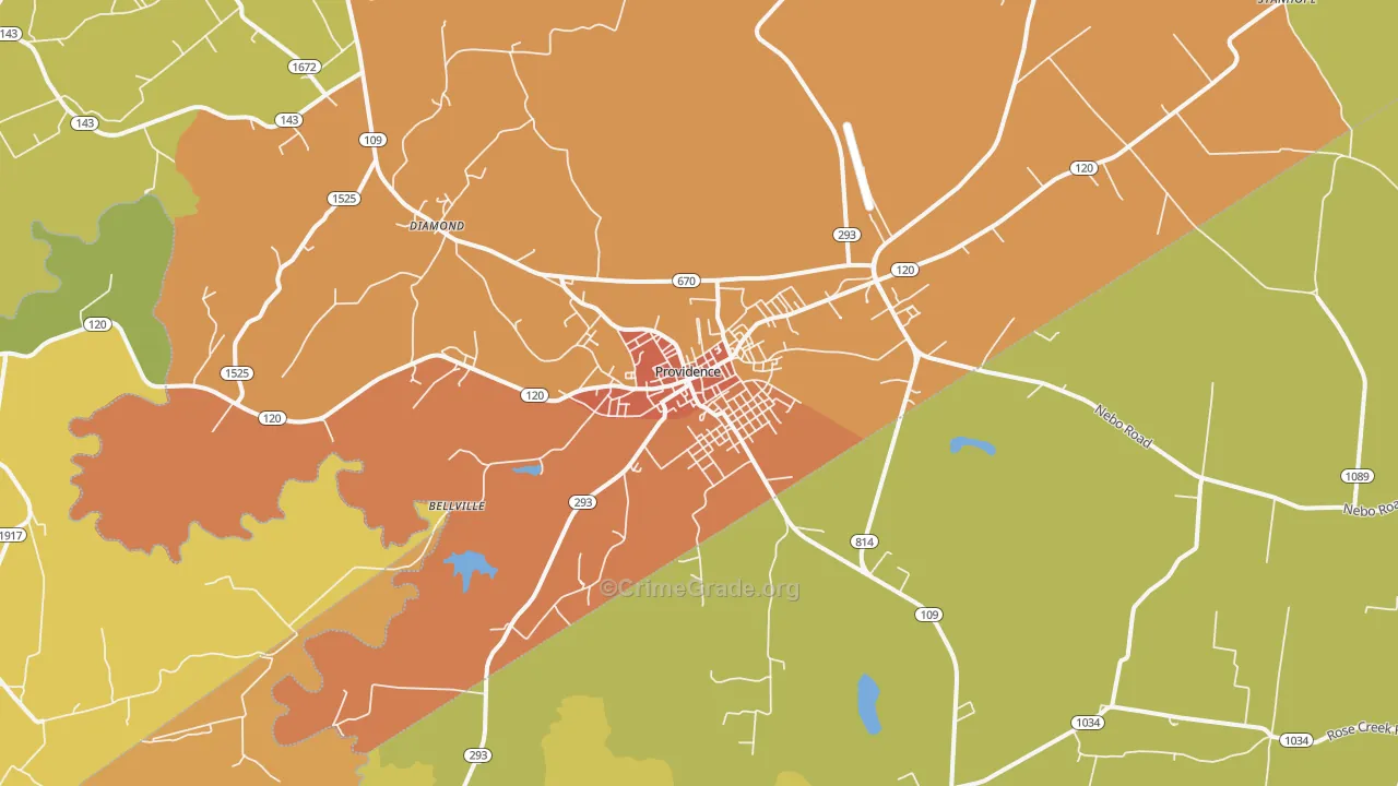 Providence, KY Map of Burglary Rates