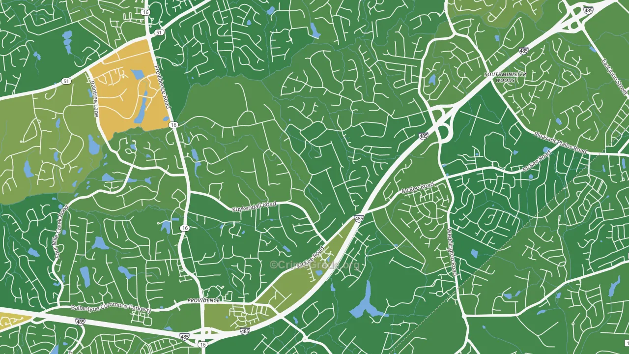 Providence Plantation, Charlotte, NC Map of Burglary Rates