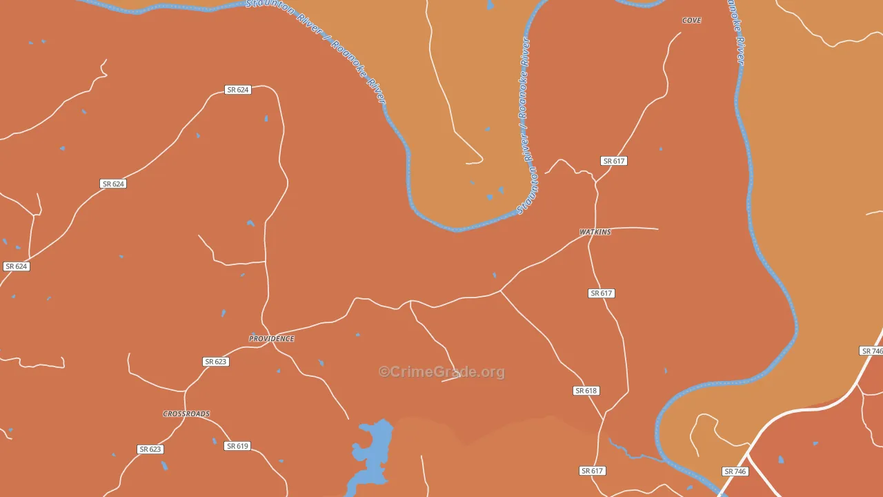 Providence, VA Map of Burglary Rates