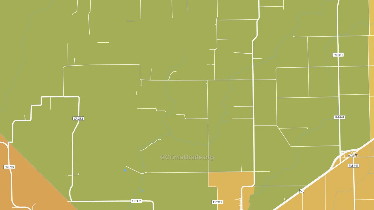 Provident City, TX Map of Burglary Rates