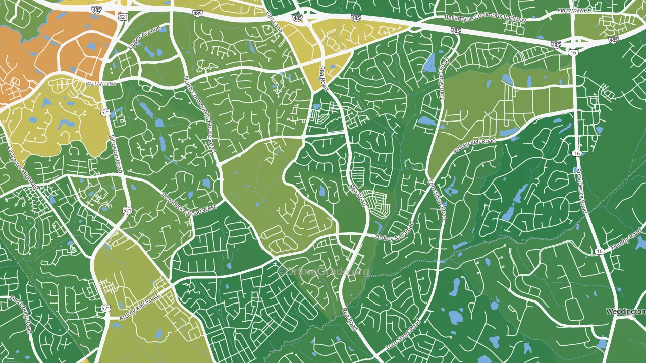 Provincetowne, Charlotte, NC Map of Burglary Rates