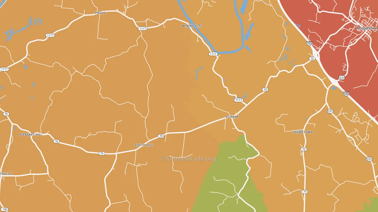 Provo, KY Map of Burglary Rates