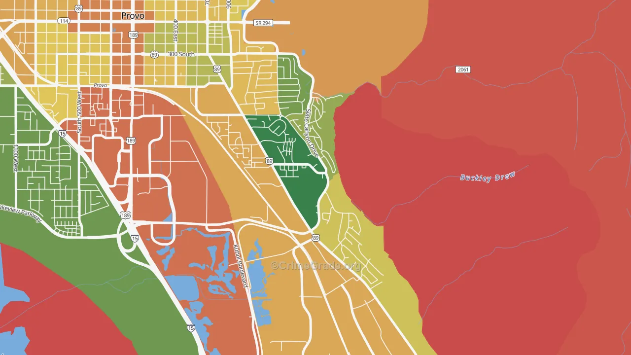 Provo South, Provo, UT Map of Burglary Rates