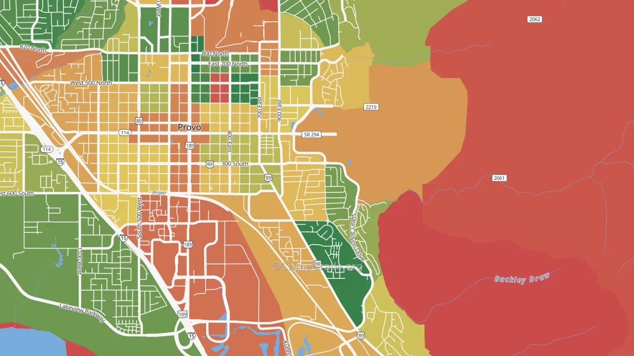 Provost, Provo, UT Map of Burglary Rates