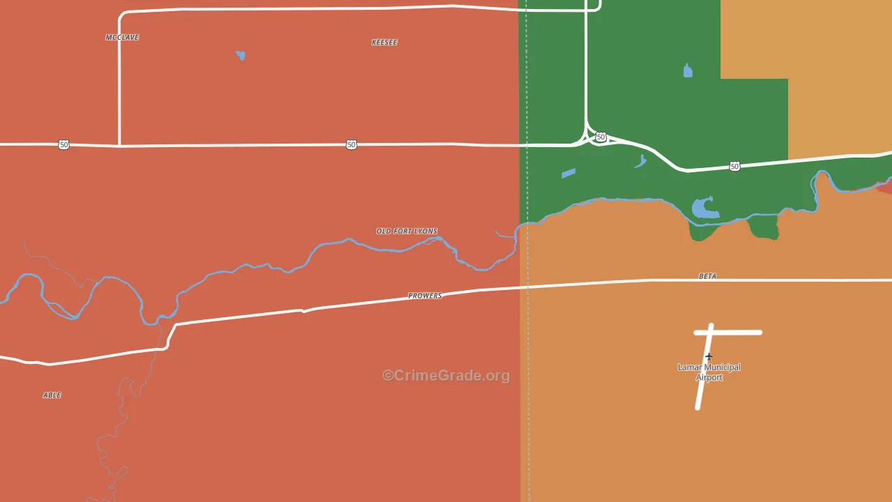 Prowers, CO Map of Burglary Rates