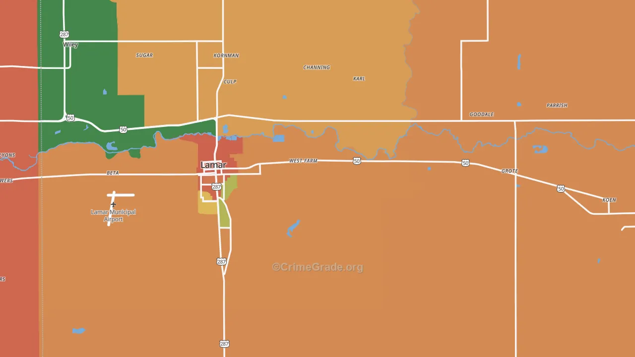 Prowers County, CO Map of Burglary Rates