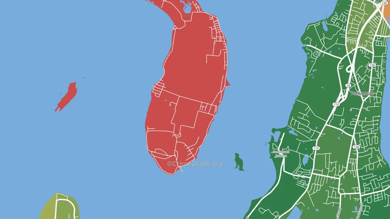 Prudence Park, RI Map of Burglary Rates