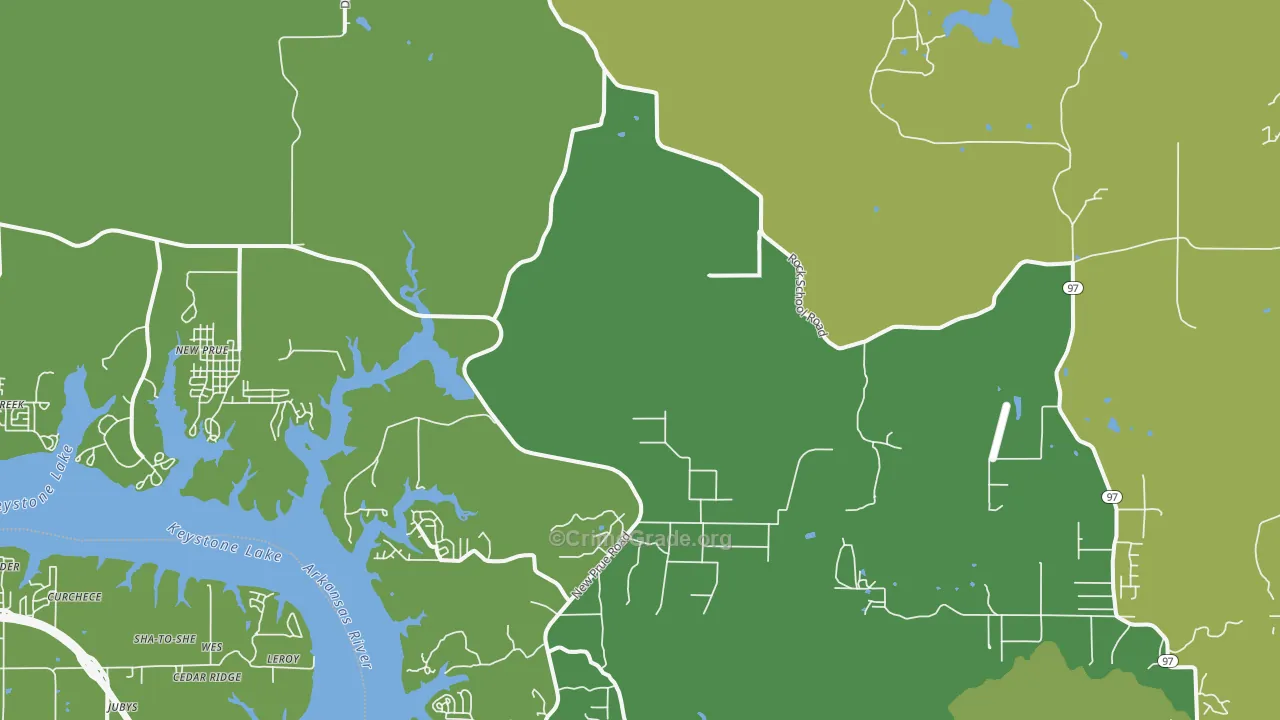 Prue, OK Map of Burglary Rates