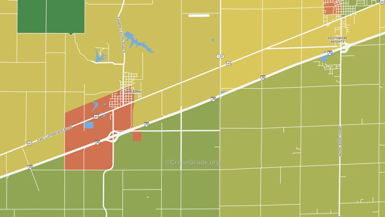 Pruett, IL Map of Burglary Rates