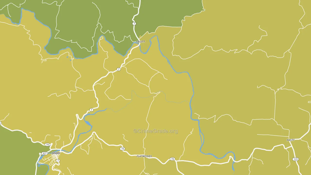 Pruitt, AR Map of Burglary Rates