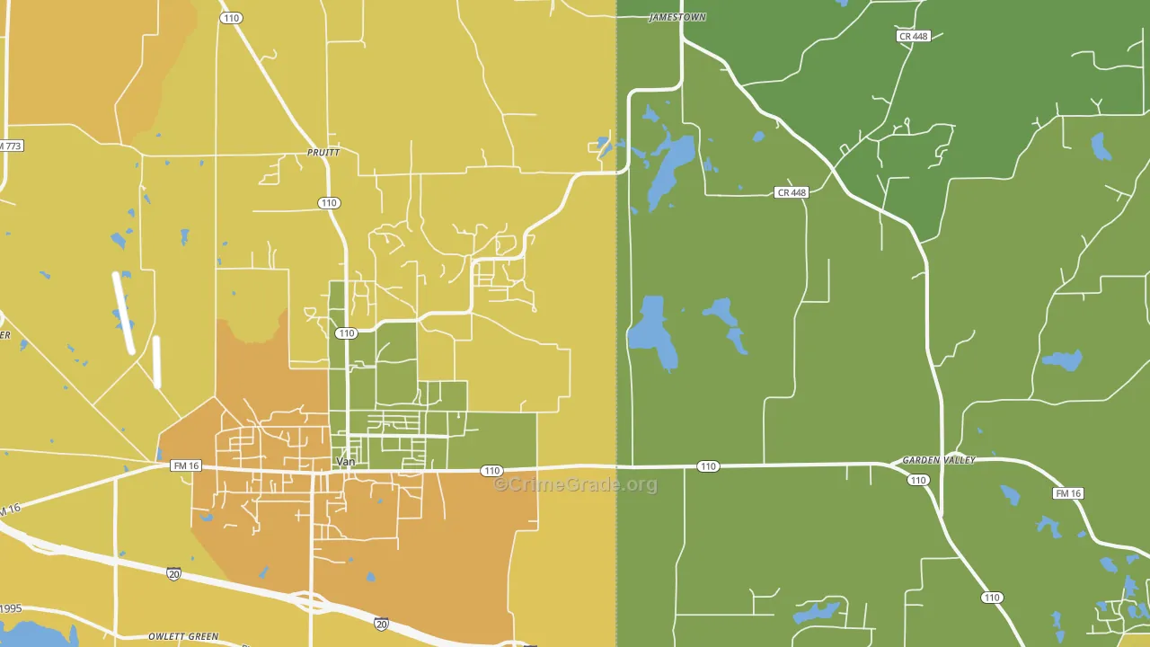 Pruitt, TX Map of Burglary Rates