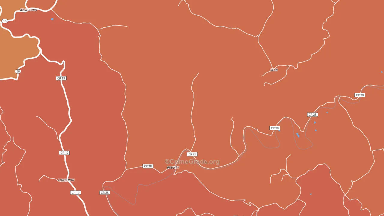 Prunty, WV Map of Burglary Rates