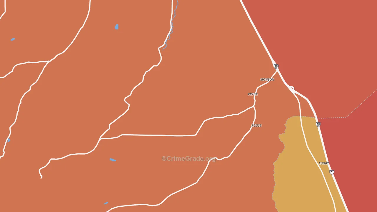 Pryor, CO Map of Burglary Rates