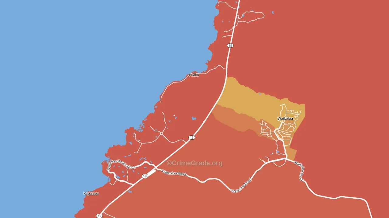 Puako, HI Map of Burglary Rates