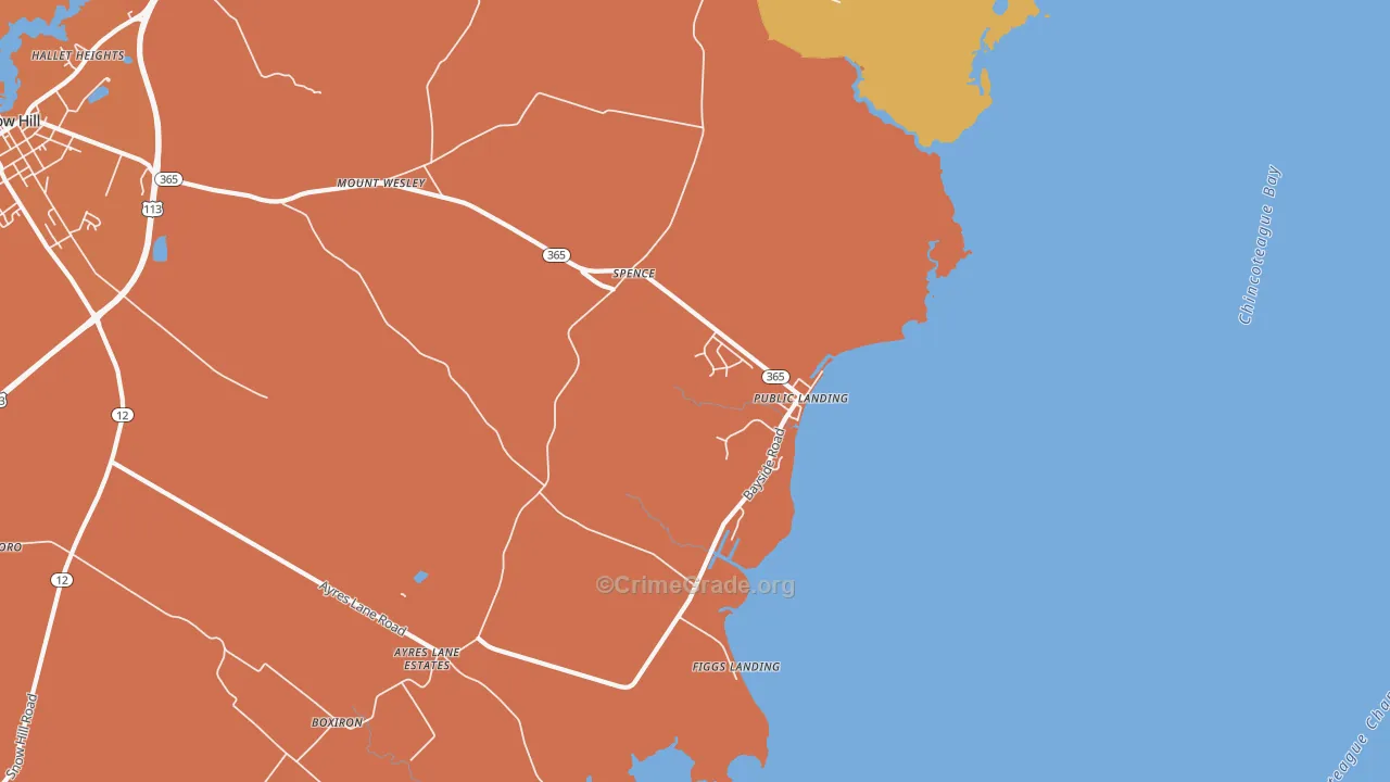 Public Landing, MD Map of Burglary Rates
