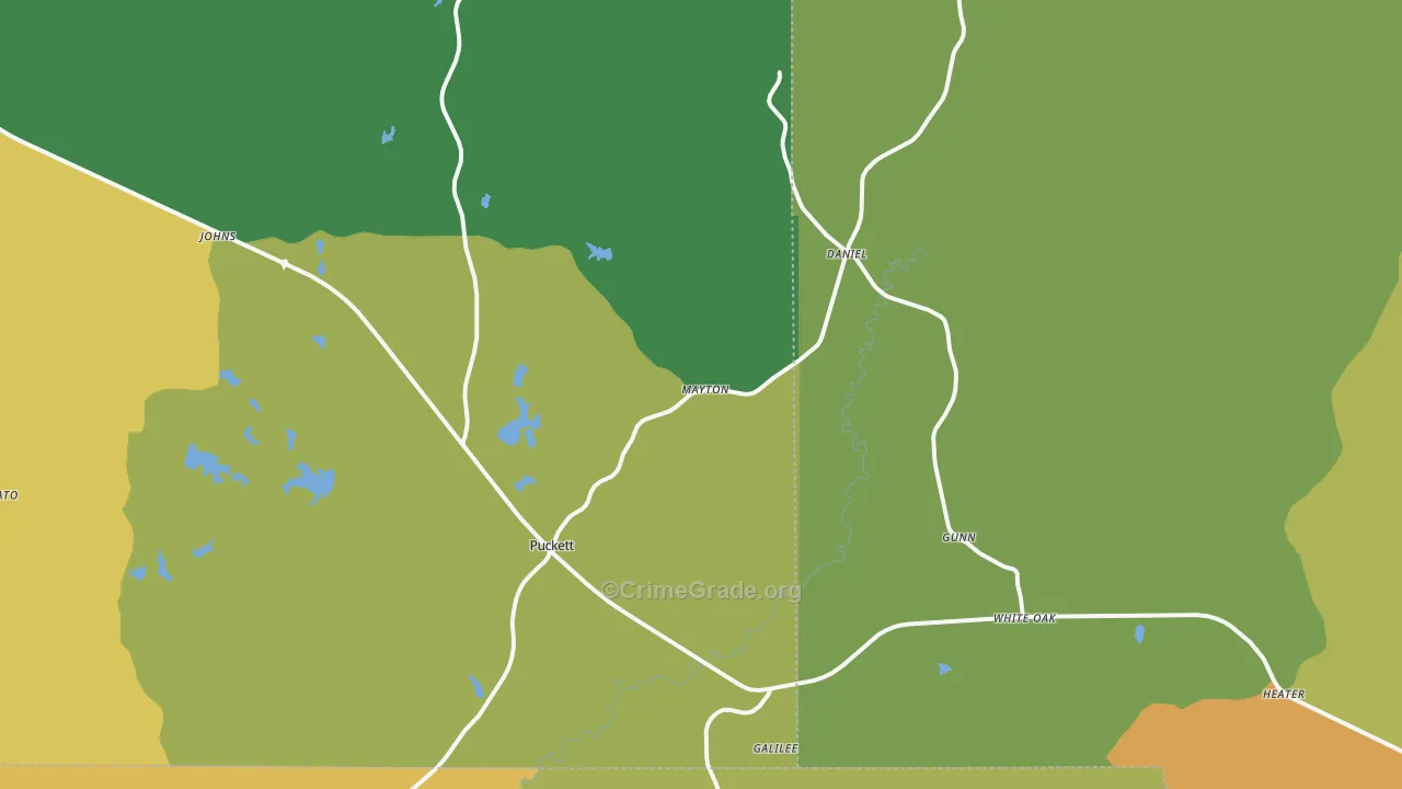 Puckett, MS Map of Burglary Rates