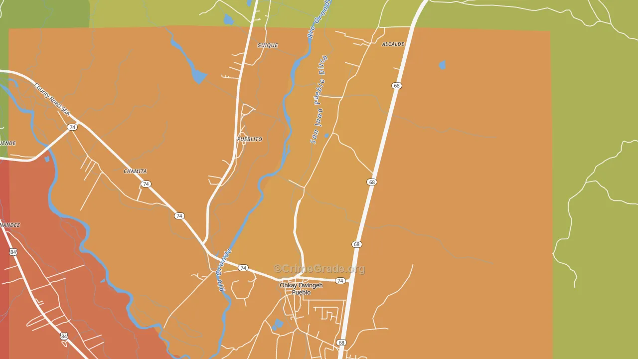 Pueblito, NM Map of Burglary Rates