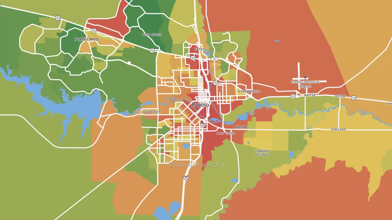 Pueblo, CO Map of Burglary Rates