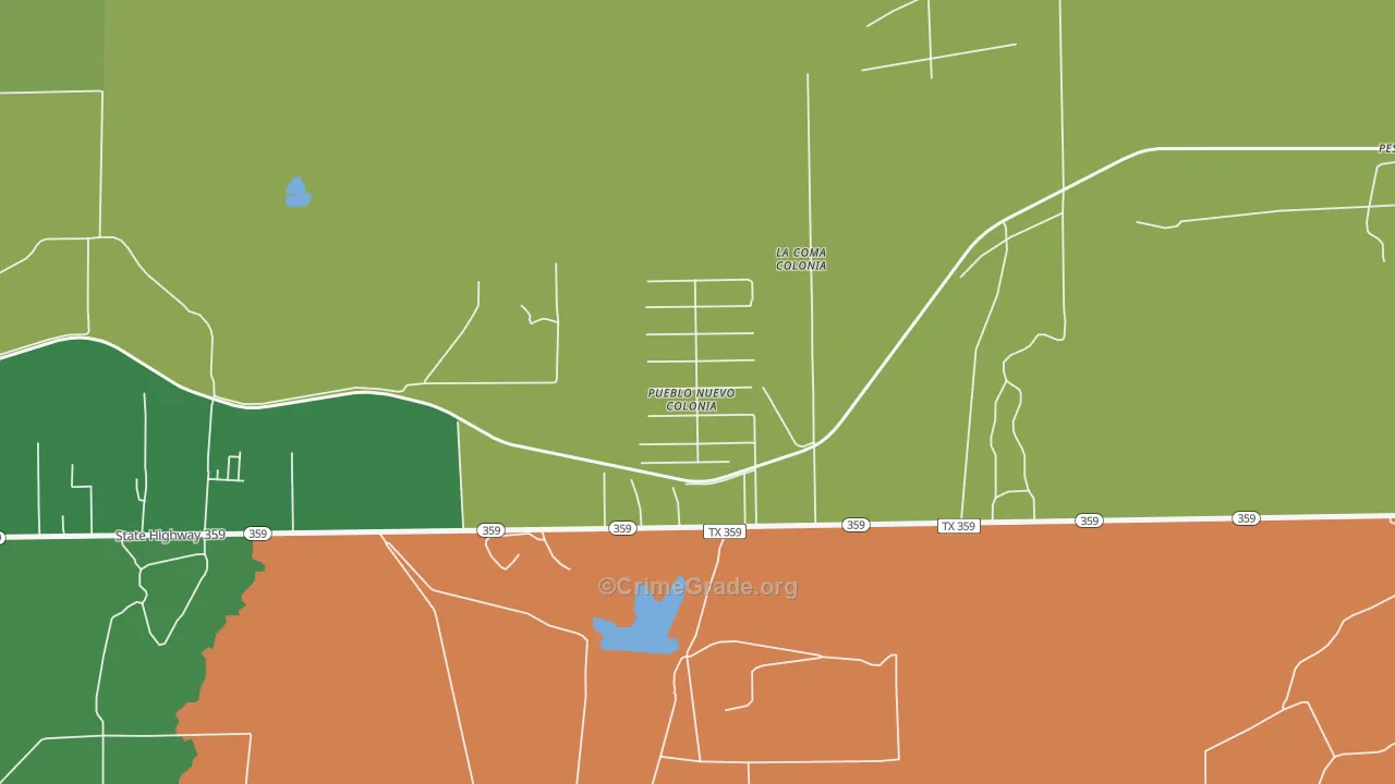 Pueblo Nuevo, TX Map of Burglary Rates