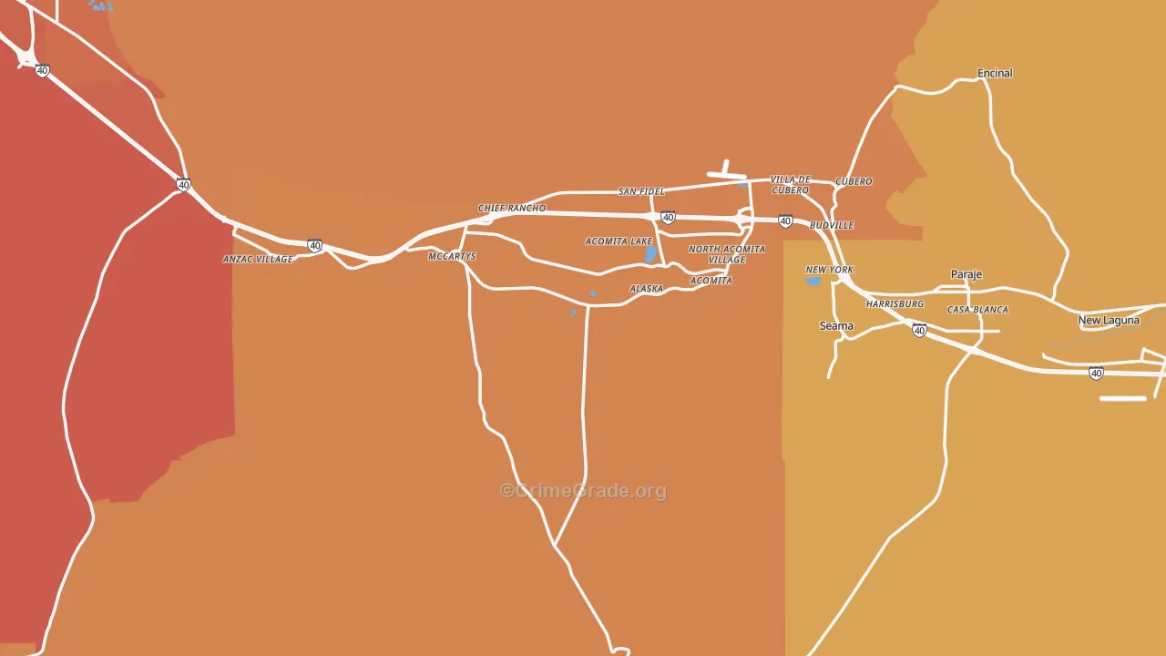 Pueblo Of Acoma, NM Map of Burglary Rates