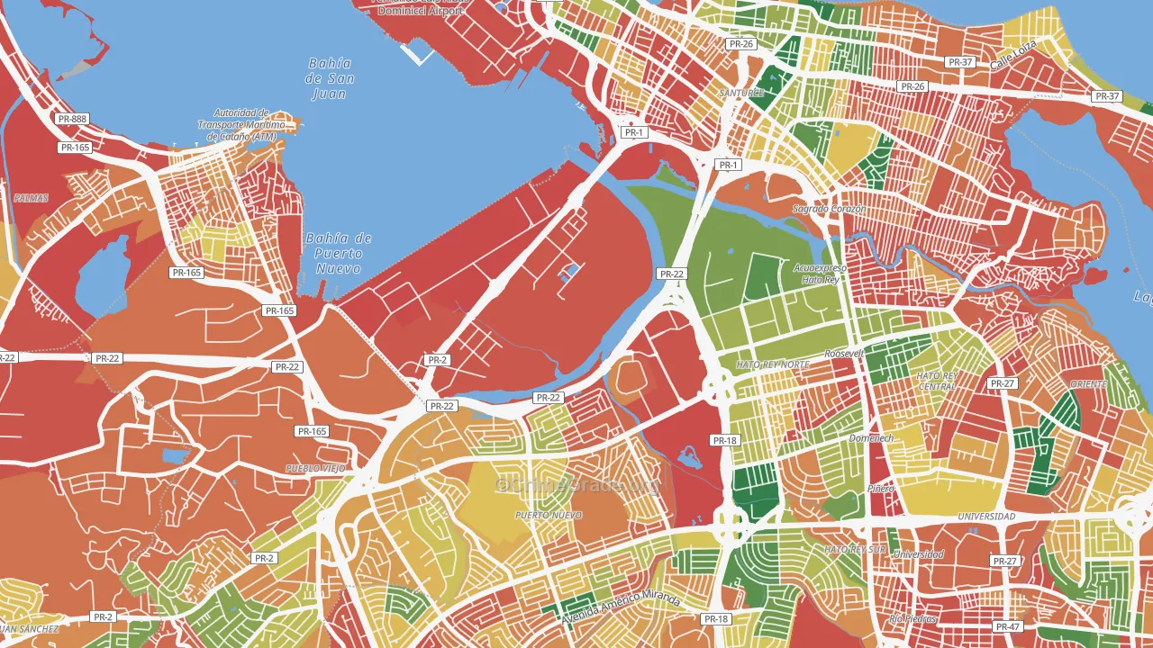 Puerto Nuevo, PR Map of Burglary Rates