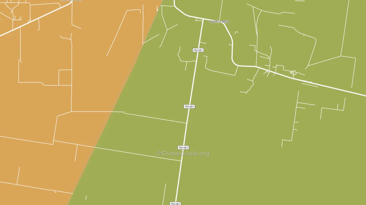 Puerto Rico, TX Map of Burglary Rates