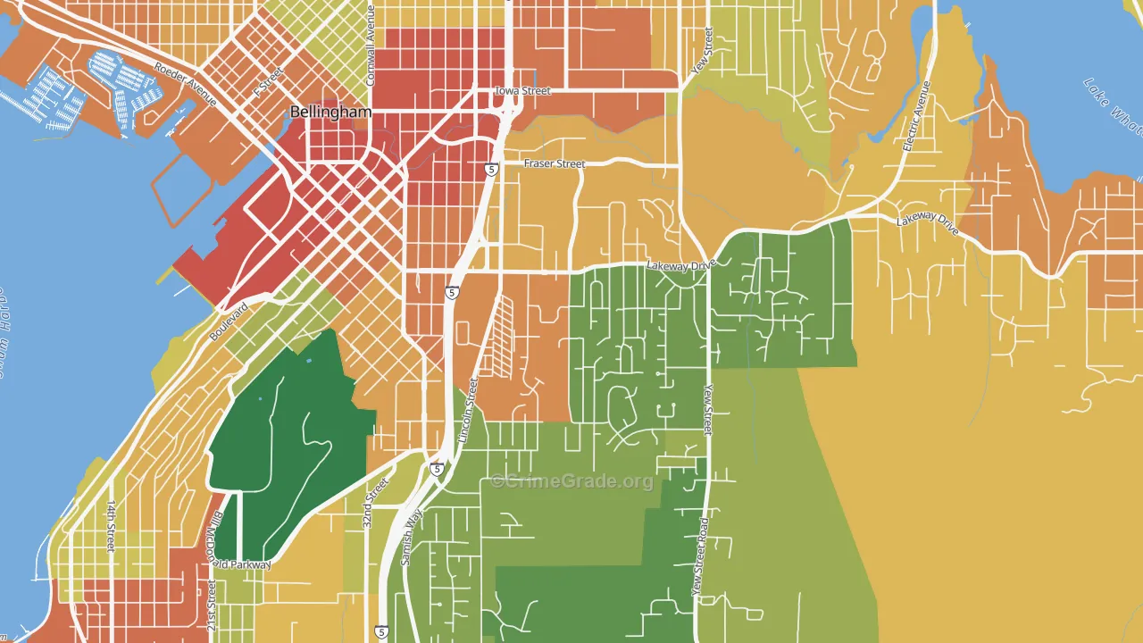 Puget, Bellingham, WA Map of Burglary Rates