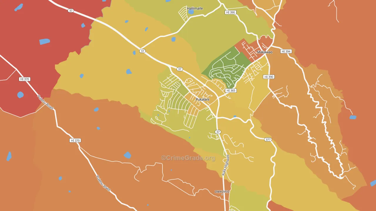Pukalani, Makawao, HI Map of Burglary Rates