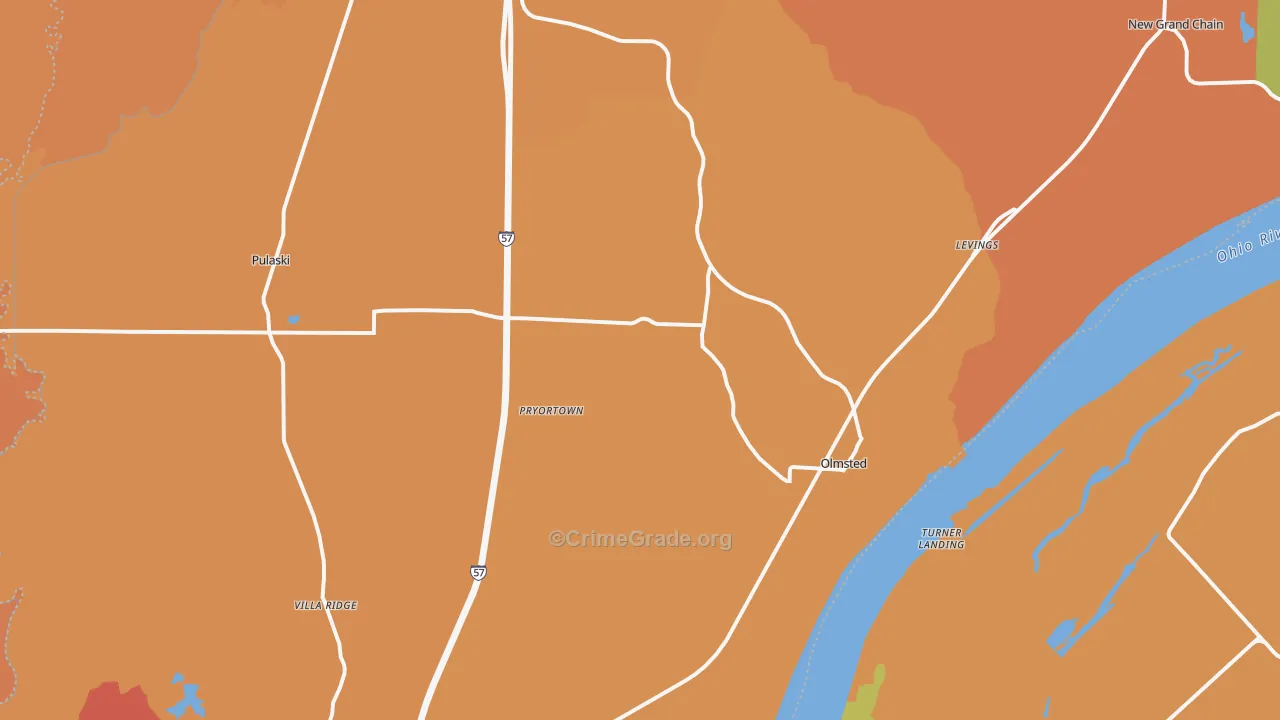 Pulaski County, IL Map of Burglary Rates