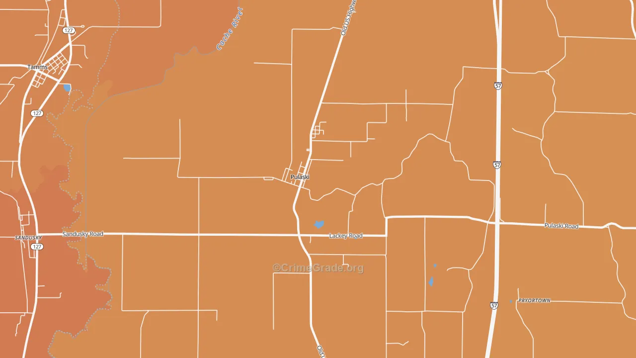 Pulaski, IL Map of Burglary Rates