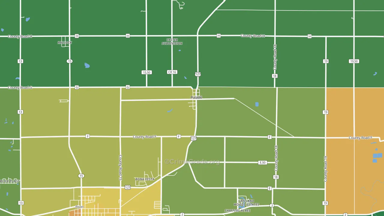 Pulaski, OH Map of Burglary Rates