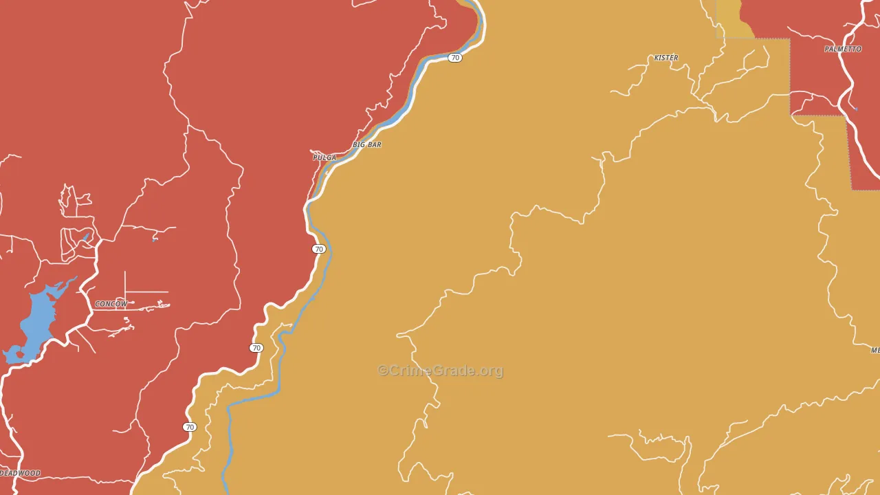 Pulga, CA Map of Burglary Rates
