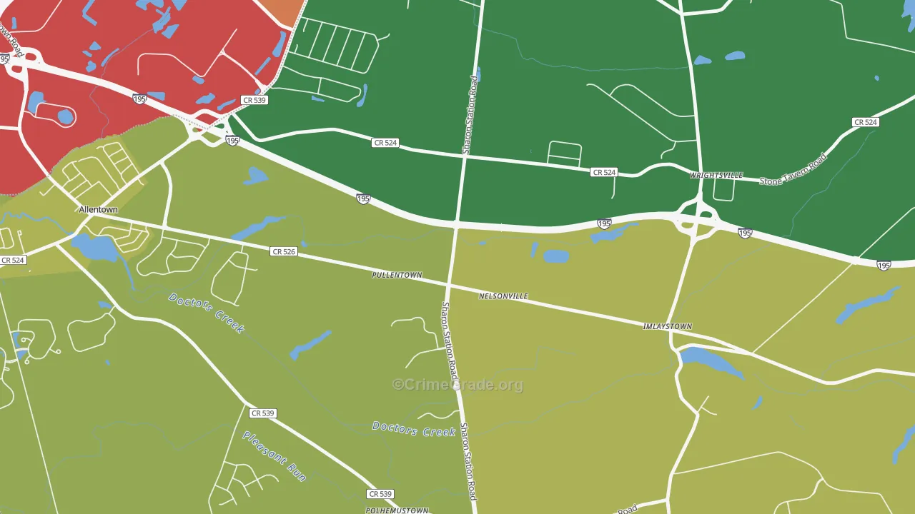 Pullentown, NJ Map of Burglary Rates