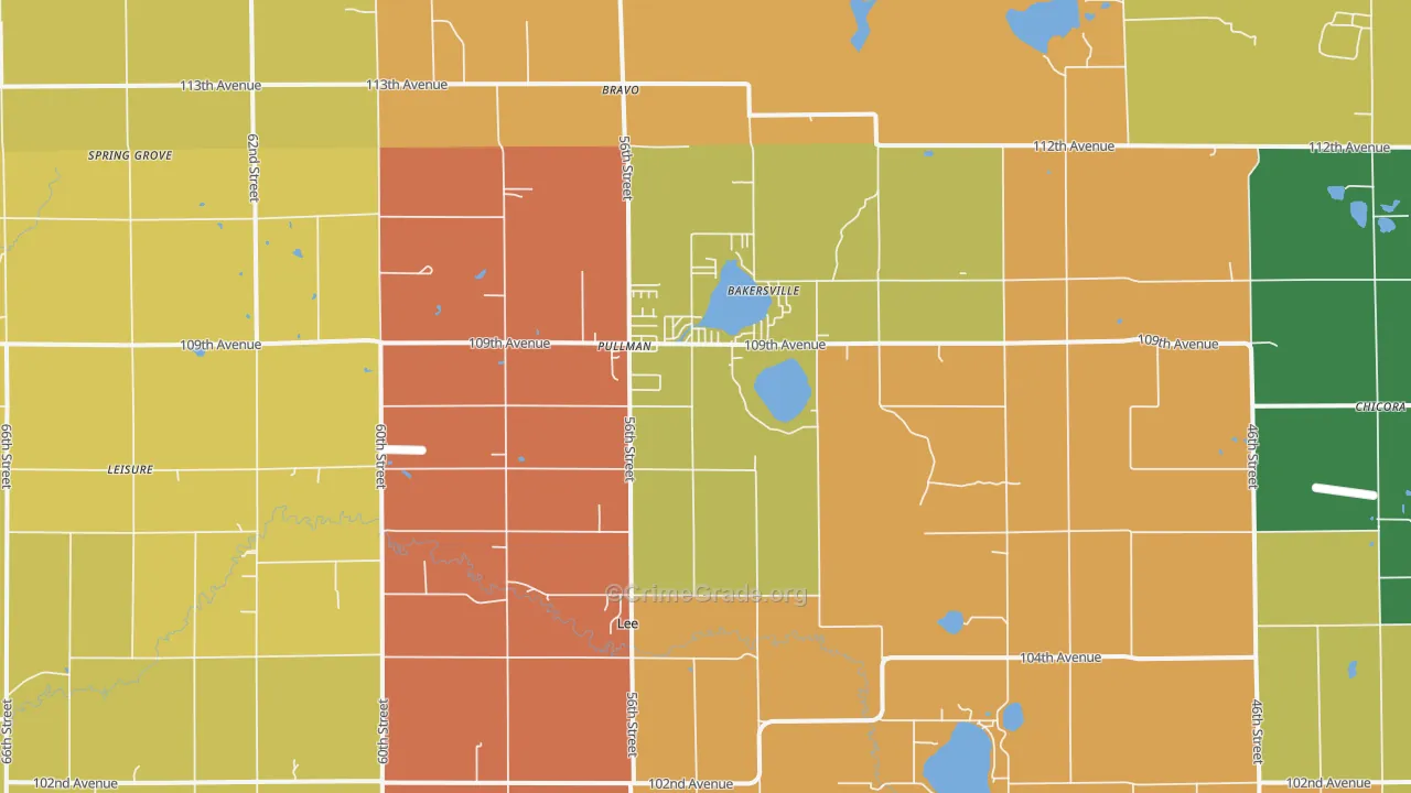 Pullman, MI Map of Burglary Rates