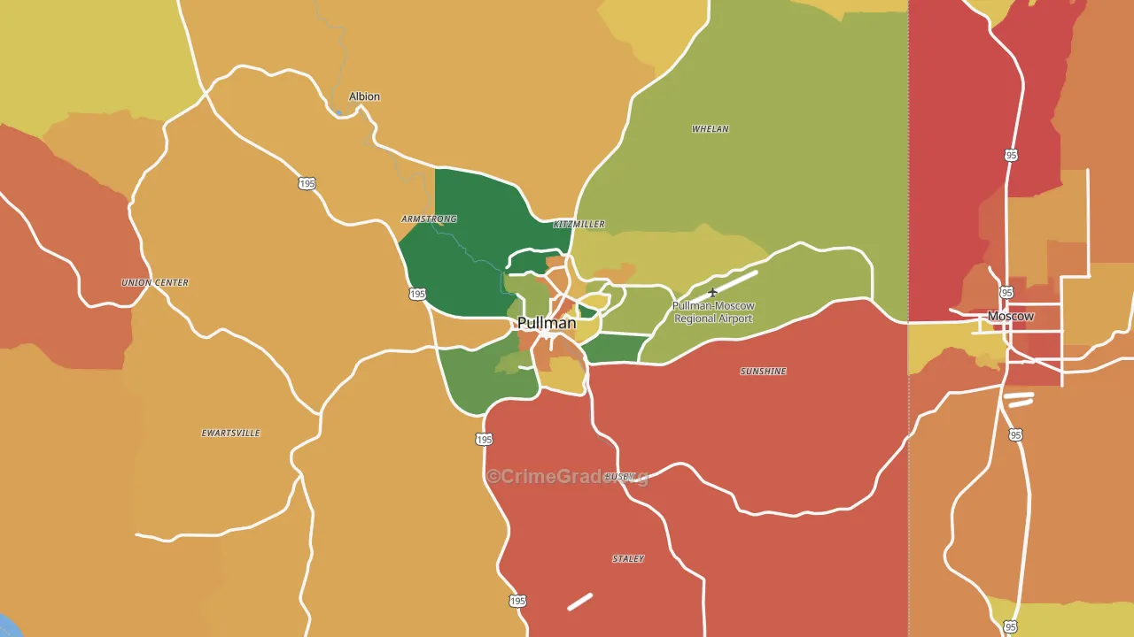 Pullman, WA Map of Burglary Rates