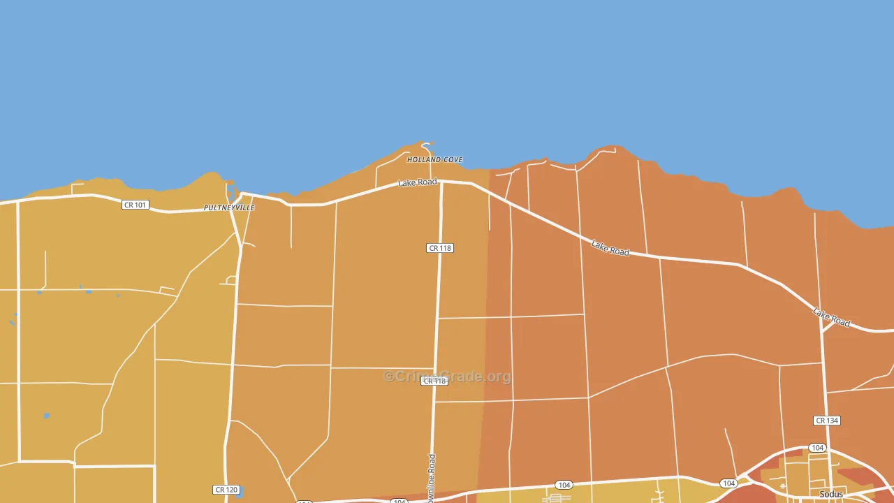 Pultneyville, NY Map of Burglary Rates