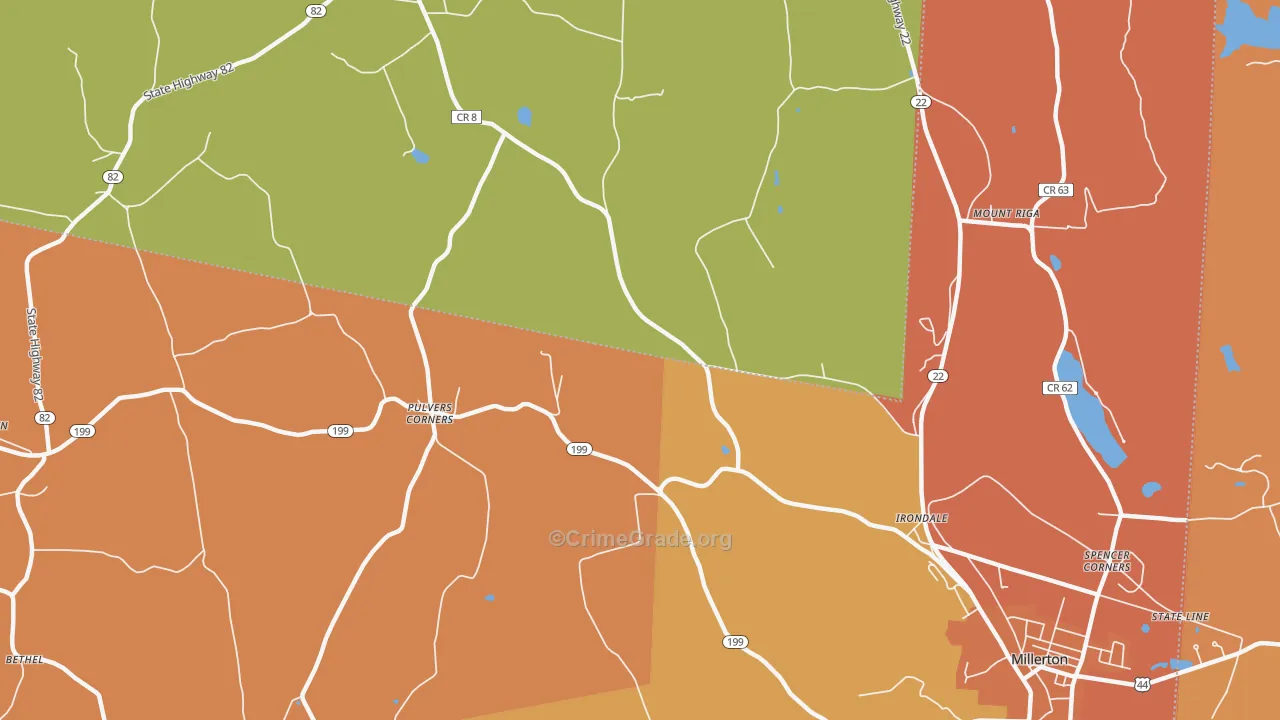 Pulvers Corners, NY Map of Burglary Rates
