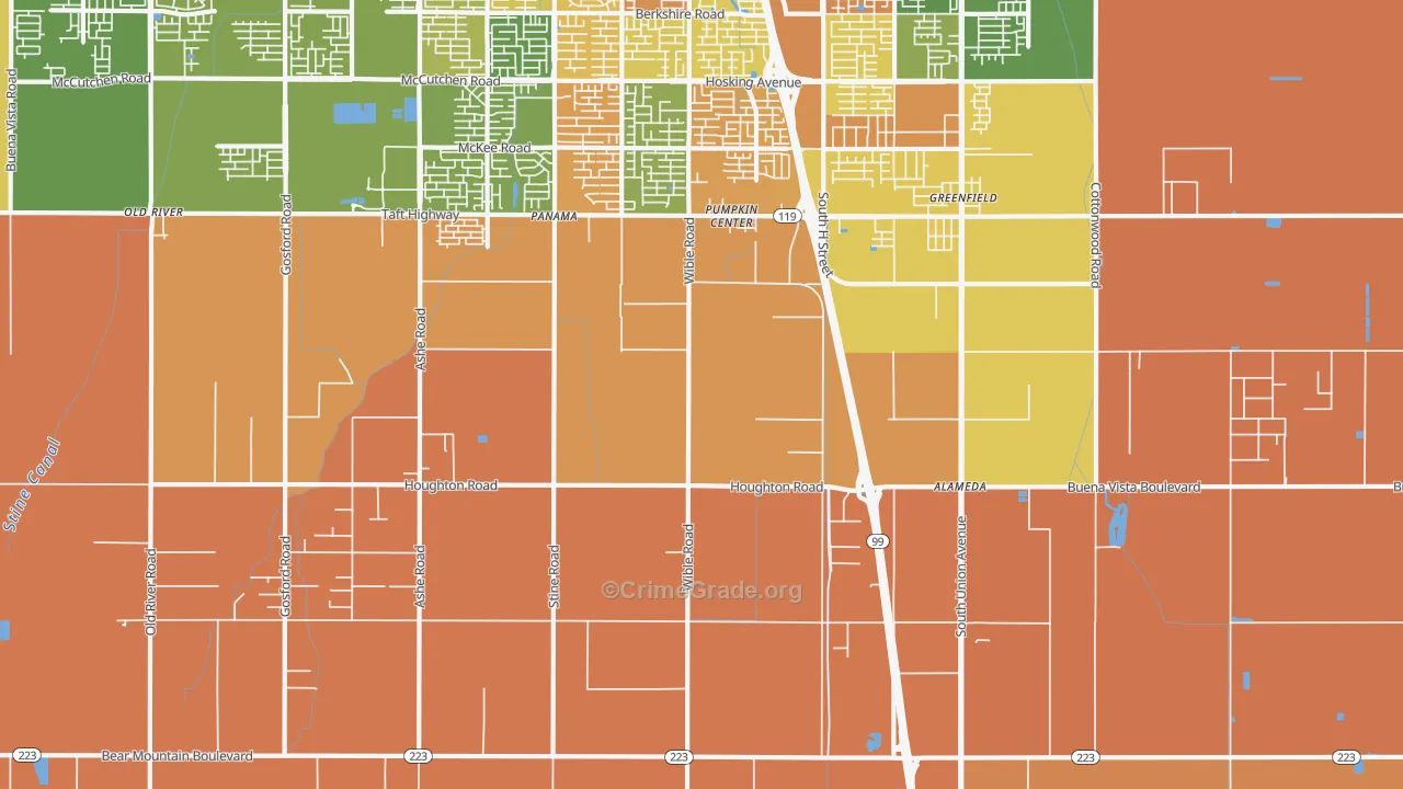 Pumpkin Center, CA Map of Burglary Rates