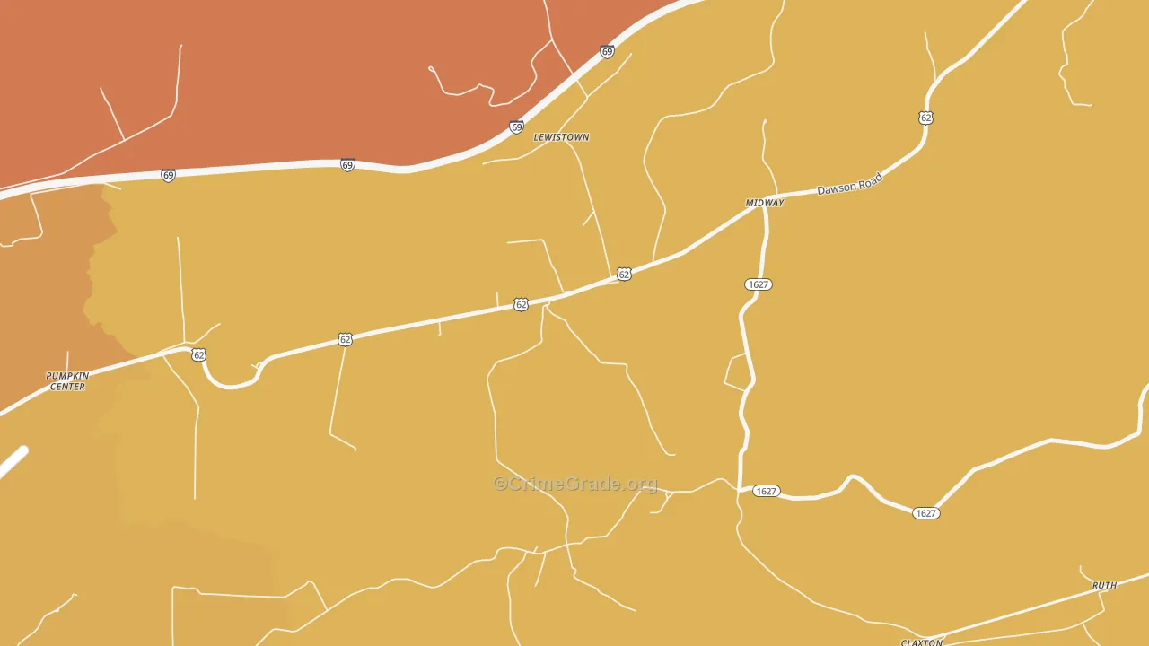 Pumpkin Center, KY Map of Burglary Rates
