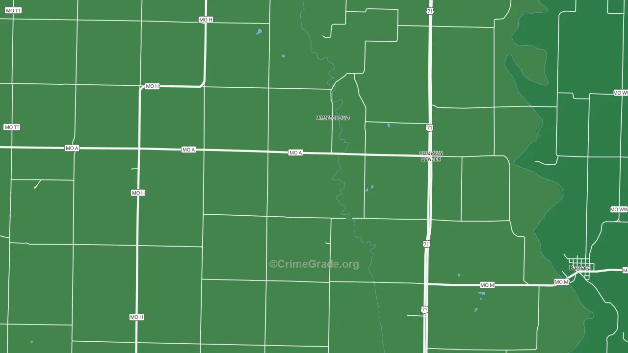 Pumpkin Center, MO Map of Burglary Rates