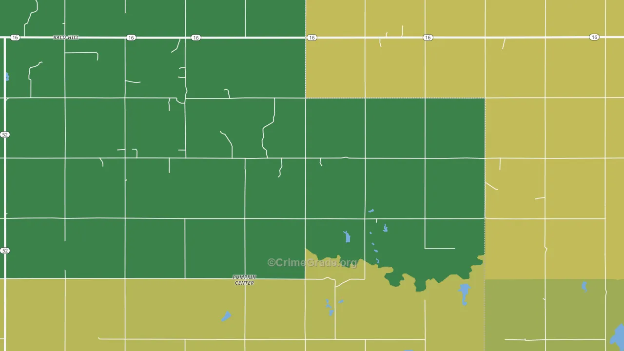Pumpkin Center, OK Map of Burglary Rates