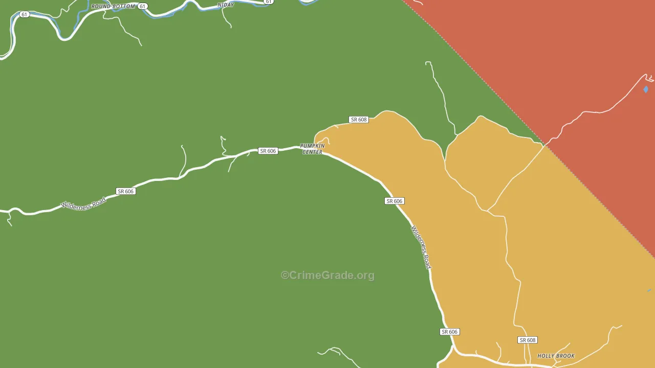 Pumpkin Center, VA Map of Burglary Rates